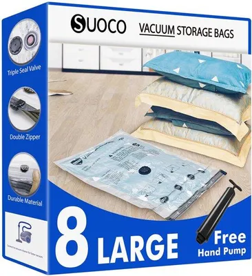 Immagine prodotto di Sacchi a compressione per l'abbigliamento da viaggio, set da 14 pezzi, ermetici, con pompa elettrica