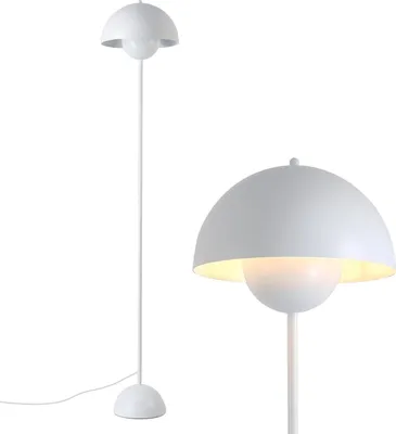 Immagine prodotto di Lampada da terra classica bianca dal design nordico con paralume e base parabolica, attacco E27 per soggiorno, sala da pranzo, camera da letto