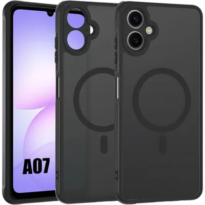 Image de Coque pour Samsung Galaxy A07, Protection avec Anneau Magnétique et Vitre Caméra Antichoc - Noir