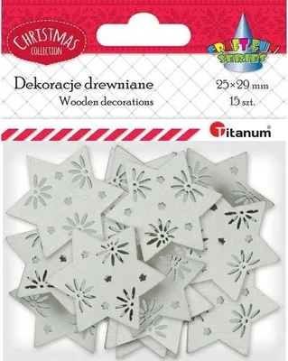 Zdjęcie produktu dla Dekoracje drewniane 15 szt 25x29mm gwiazdki Titanum