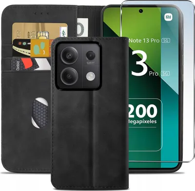 Obrázok produktu pre Puzdro pre Xiaomi Redmi Note 13 Pro 5G | Kožené puzdro typu peňaženka + sklo 9H