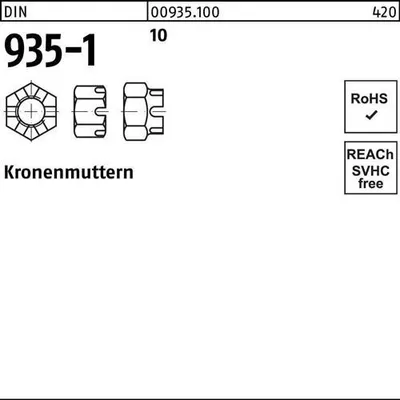 Produktbild von Reyher  Kronenmuttern DIN 935 -1 10 M 24 (25 Stück)