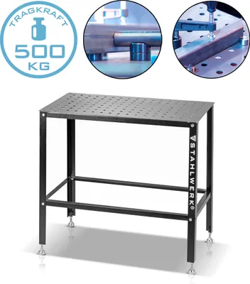 Produktbild von STAHLWERK Schweißtisch 500 kg Tragkraft und 3 mm Arbeitsplatte 91,5 x 46 x 90 cm