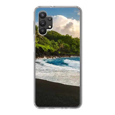 Produktbild von MuchoWow® Handyhülle Schutzhülle Hülle für Samsung Galaxy A32 5G Ein schwarzer Sandstrand auf Hawaii Silikon Softcase Handy Hülle - Softcase