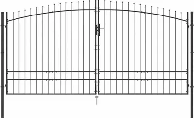 Immagine prodotto di vidaXL Cancello doppio con serratura Woerden Grigio 400 x 249,5 cm Acciaio