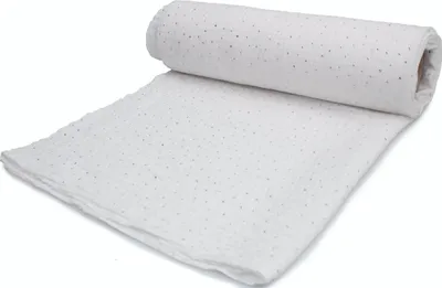 Immagine prodotto di Tessuto in mussola di cotone con pois argentati, doppia garza, bianco 50 x 130 cm