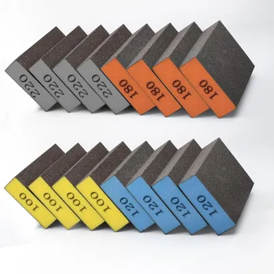 Produktbild von Set von 16 Schleifschwämmen, 4 Korngrößen 100/120/180/220, Wiederverwendbare Schleifpads, für Schleifen und