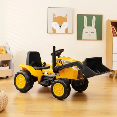Produktbild von Fahrbarer Kinderbagger mit Verstellbarer Grabschaufel für Kinder von 3 bis 8 J. Gelb