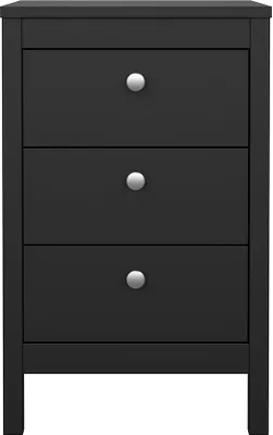 Immagine prodotto di Comodino Madrid 3 cassetti nero opaco.