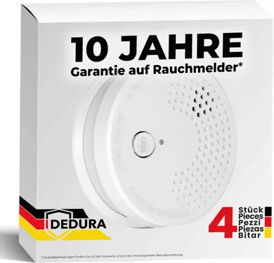 The image shows the retail packaging of a smoke detector set.