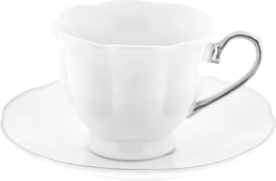 Produktbild von 12-teiliges Mokkatassen-Set aus hochwertigem Porzellan - 90 ml, Weiß/Silber