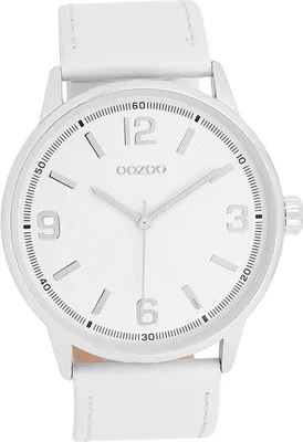 Produktbild von Oozoo Leder Damen-Herren Uhr Analog Quarzuhr Armband weiß Timepieces D2UOC11500