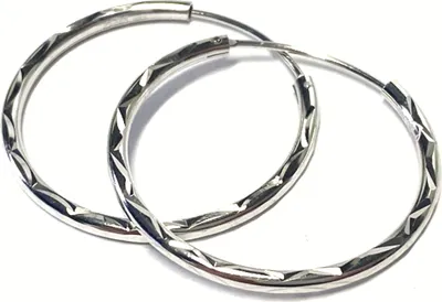 Produktbild von Creolen 30 mm 925 Silber rhodiniert diamantiert schmal Ohrring