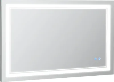 Produktbild von Badezimmerspiegel mit LED-Beleuchtung, Memoryfunktion, Berührungsschalter, Spritzwassergeschützt, Silber