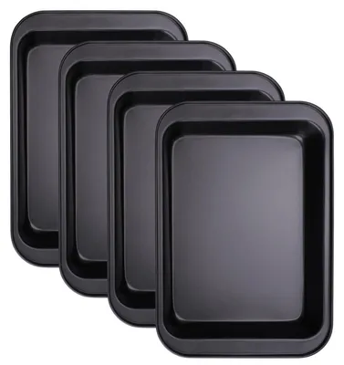 Productafbeelding van Anti-aanbak bakplaat, diep, 31,5 x 22 x 5 cm, koolstofstaal, zwart, 4 stuks