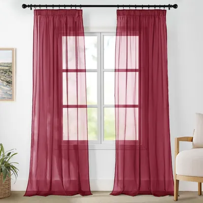 Immagine prodotto di Tende trasparenti, colore rosso, dimensioni 245 cm (altezza) x 140 cm (larghezza), confezione da 2