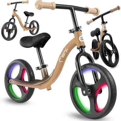 Produktbild von MoMi ISOKA Laufrad Kinder Fahrrad – Balance Bike - TPR-Räder mit LED, ab 2 Jahren bis 35 kg - Beige