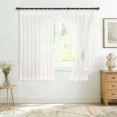 Immagine prodotto di Tende a velo bianche, semitrasparenti, 145x140 cm, set da 2, per soggiorno
