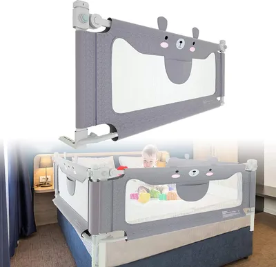 Image de ACXIN 180cm Barrière de sécurité pour lit d'enfant Barrière de sécurité pour lit anti-chute Protection de sécurité pour jeunes enfants Bébés (Petit Ours)