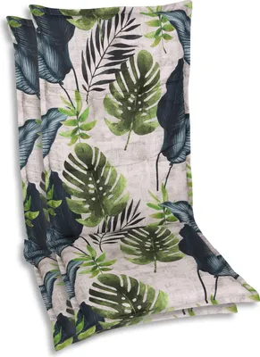 Produktbild von GO-DE Textil, Sesselauflage Mittellehner, 2er Set, Farbe: gruen, Maße: 108 cm x 50 cm x 7 cm, Rueckenhoehe: 60 cm