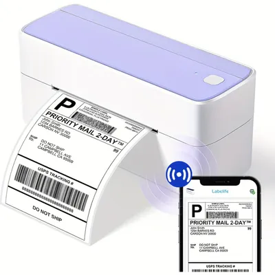 Produktbild von Phomemo Bluetooth thermischer Etikettendrucker, 241BT 4X6 Versand-Etikettendrucker für kleine Unternehmen, Versandpakete, für iPhone, Android, lila
