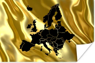 Produktbild von MuchoWow® Poster Karte von Europa - Schwarz und Gold 60x40 cm - Schlafzimmerdekoration