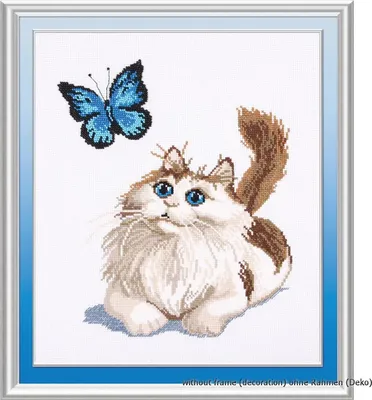 Zdjęcie produktu dla Zestaw do haftu krzyżykowego "Kotek i motyl", wzór liczony, 30x25cm