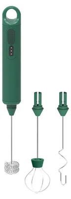Elektrischer Milchaufschäumer, 3 Rührköpfe, 3 Stufen, grün
