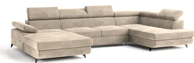 Produktbild von Masseno Ecksofa RUBANO R-S mit Schlaffunktion U-Form, Sofa mit Bettkasten, Wohnzimmersofa, Couch, Soffa, Bettsofa, Couchgarnitur- Creme, MONOLITH 04