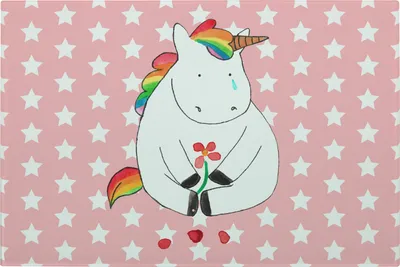 Produktbild von Mr. & Mrs. Panda Glasschneidebrett Einhorn Traurig - Rot Pastell - Geschenk, Schneidebrett Aus Glas, Schneidbrett, Unicorn, Freunde, Schneideplatte, Grußkarte, Liebe