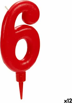 Obrázek produktu pro Svíčka červená narozeninové číslo 6 (12 kusů)