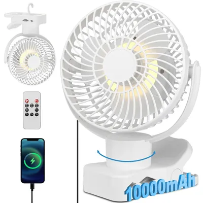 Zdjęcie produktu dla AidSci Wentylator biurkowy 360° USB 10000 mAh z LED