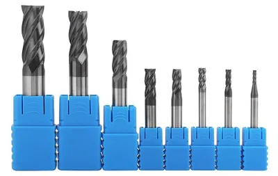 Produktbild von Endmühlen Set 8 Stück - Wolframstahl Fräser - 2-12 mm - 4 Schneiden