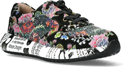 Produktbild von LAURA VITA Sneaker Burton 45 schwarz-multi-bunt Ledertextilmix Weite G mit herausnehmbarer weicher Lederinnensohle Größe 38 EU