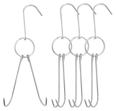 4er Set Doppel-Fleischhaken Edelstahl 27 cm 10 kg