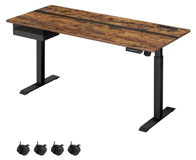 Image de Bureau assis-debout électrique - Panneau de particules/Acier - 70 x 160 x 72-120 cm