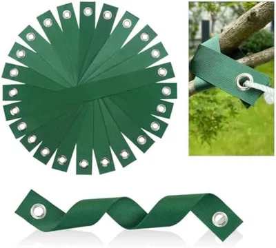 Produktbild von PolkaHome® 12 Stück Baumstützbänder, grün, 40 cm, Nylon, elastisch, Gartenbaumbänder