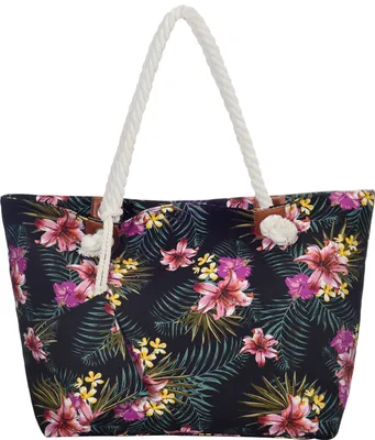Produktbild von Große Strandtasche Shopper mit Reißverschluss - Tropical Retro