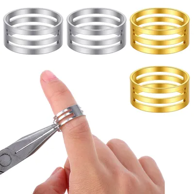 4 Biegeringe aus Edelstahl für DIY-Schmuck, gold und silber