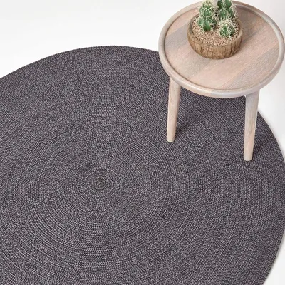 Obrázek produktu pro HOMESCAPES Tkaný kulatý koberec, šedočerný s melanžovým vzorem, 200 cm