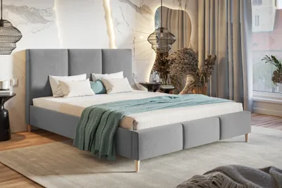 Produktbild von Polsterbett 180x200cm Carlos - Möbel vom Hersteller - Doppelbett mit Lattenrost & Kopfteil, Samtsotff (Hellgrau - Jasmine 90)