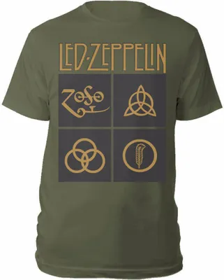 Obrázek produktu pro Led Zeppelin - "Gold Symbols in Black Square" Tričko pro muže/dámy Uni RO909 (L) (Green)