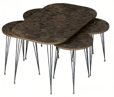Produktbild von Moderner brauner Couchtisch aus Holz mit stilvollen Beistelltischen