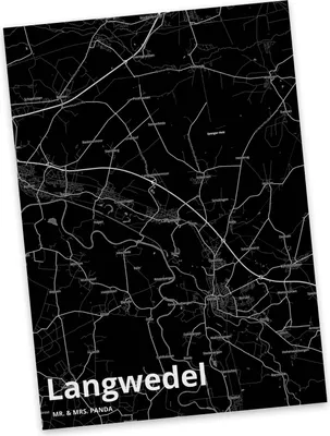 Produktbild von Mr. & Mrs. Panda Postkarte Langwedel - Geschenk, Grußkarte, Ansichtskarte, Postkarten, Motivkarte, Stadt Dorf Karte Landkarte Map Stadtplan, Ansichtskarten