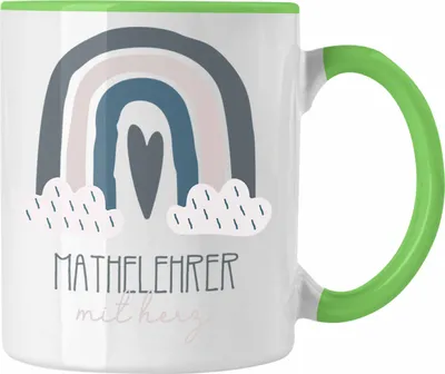Produktbild von Trendation - Bester Mathelehrer Tasse Geschenk Danke Kaffeetassse Geschenkidee für Mathelehrer mit Herz Spruch (Grün)