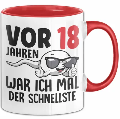Produktbild von 18. Geburtstag Tasse Geschenk Jungs Vor 8 Jahren War Ich Mal Der Schnellste (Rot)