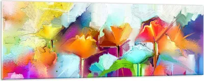 Produktbild von Bilder auf glas - Blumen Wiese Sommer - 90x30cm - Glasbilder - Wandbilder - Kunstdruck - zum Aufhängen bereit - Wanddekoration aus Glas - Glas Bilder - Wandbild auf Glas - Einteilig - GAB90x30-4095