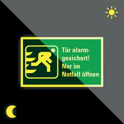 Produktbild von Aufkleber | PERMALIGHT power langnachleuchtend Rettungszeichen Tür alarmgesic...