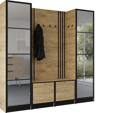Image de KIER FURNITURE Armoire EDEN, armoire de chambre, penderie, armoire d'entrée, chêne Craft, 212,8 x 205 x 39 cm