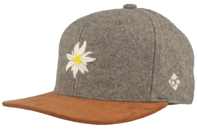 Produktbild von Bavarian Caps Flat Brim Snapback Baseball-Cap mit Edelweiss-Stickerei, grau, Gr. Einheitsgröße